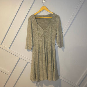 Torrid Heathered Gray V-Neck Long Sleeve Dress